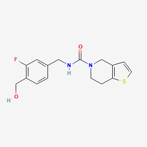 molecular formula C16H17FN2O2S B6907047 N-[[3-fluoro-4-(hydroxymethyl)phenyl]methyl]-6,7-dihydro-4H-thieno[3,2-c]pyridine-5-carboxamide 