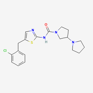 molecular formula C19H23ClN4OS B6907143 N-[5-[(2-chlorophenyl)methyl]-1,3-thiazol-2-yl]-3-pyrrolidin-1-ylpyrrolidine-1-carboxamide 