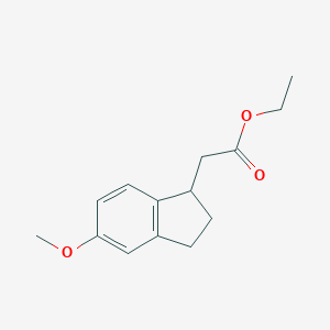 molecular formula C14H18O3 B069072 Ethyl 2-(5-methoxy-2,3-dihydro-1H-inden-1-yl)acetate CAS No. 162713-88-4