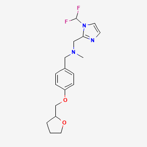 molecular formula C18H23F2N3O2 B6907224 N-[[1-(difluoromethyl)imidazol-2-yl]methyl]-N-methyl-1-[4-(oxolan-2-ylmethoxy)phenyl]methanamine 