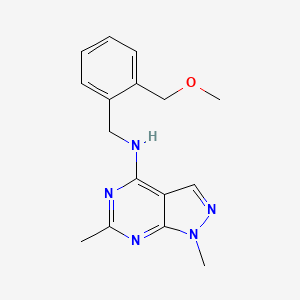molecular formula C16H19N5O B6907275 N-[[2-(methoxymethyl)phenyl]methyl]-1,6-dimethylpyrazolo[3,4-d]pyrimidin-4-amine 