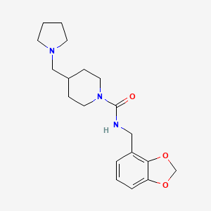 molecular formula C19H27N3O3 B6907303 N-(1,3-benzodioxol-4-ylmethyl)-4-(pyrrolidin-1-ylmethyl)piperidine-1-carboxamide 