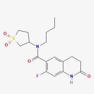 molecular formula C18H23FN2O4S B6907343 N-butyl-N-(1,1-dioxothiolan-3-yl)-7-fluoro-2-oxo-3,4-dihydro-1H-quinoline-6-carboxamide 