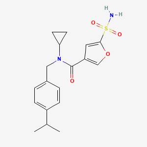 molecular formula C18H22N2O4S B6907463 N-cyclopropyl-N-[(4-propan-2-ylphenyl)methyl]-5-sulfamoylfuran-3-carboxamide 