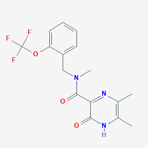 molecular formula C16H16F3N3O3 B6907470 N,5,6-trimethyl-2-oxo-N-[[2-(trifluoromethoxy)phenyl]methyl]-1H-pyrazine-3-carboxamide 