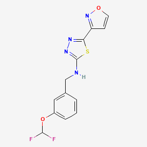 molecular formula C13H10F2N4O2S B6907530 N-[[3-(difluoromethoxy)phenyl]methyl]-5-(1,2-oxazol-3-yl)-1,3,4-thiadiazol-2-amine 