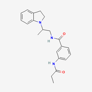 molecular formula C21H25N3O2 B6907587 N-[2-(2,3-dihydroindol-1-yl)propyl]-3-(propanoylamino)benzamide 