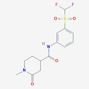 molecular formula C14H16F2N2O4S B6907643 N-[3-(difluoromethylsulfonyl)phenyl]-1-methyl-2-oxopiperidine-4-carboxamide 