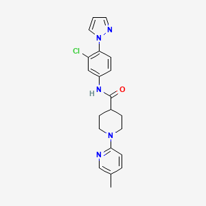 molecular formula C21H22ClN5O B6907710 N-(3-chloro-4-pyrazol-1-ylphenyl)-1-(5-methylpyridin-2-yl)piperidine-4-carboxamide 