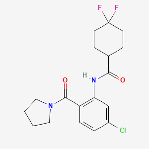 molecular formula C18H21ClF2N2O2 B6907748 N-[5-chloro-2-(pyrrolidine-1-carbonyl)phenyl]-4,4-difluorocyclohexane-1-carboxamide 