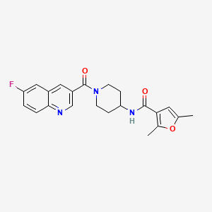 molecular formula C22H22FN3O3 B6907773 N-[1-(6-fluoroquinoline-3-carbonyl)piperidin-4-yl]-2,5-dimethylfuran-3-carboxamide 