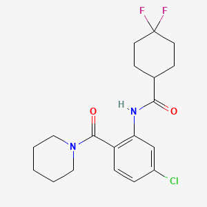 molecular formula C19H23ClF2N2O2 B6907797 N-[5-chloro-2-(piperidine-1-carbonyl)phenyl]-4,4-difluorocyclohexane-1-carboxamide 