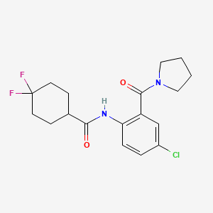 molecular formula C18H21ClF2N2O2 B6907821 N-[4-chloro-2-(pyrrolidine-1-carbonyl)phenyl]-4,4-difluorocyclohexane-1-carboxamide 