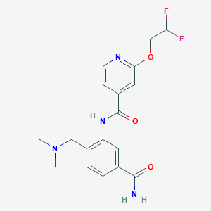 molecular formula C18H20F2N4O3 B6907837 N-[5-carbamoyl-2-[(dimethylamino)methyl]phenyl]-2-(2,2-difluoroethoxy)pyridine-4-carboxamide 
