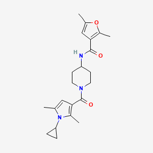 molecular formula C22H29N3O3 B6907852 N-[1-(1-cyclopropyl-2,5-dimethylpyrrole-3-carbonyl)piperidin-4-yl]-2,5-dimethylfuran-3-carboxamide 