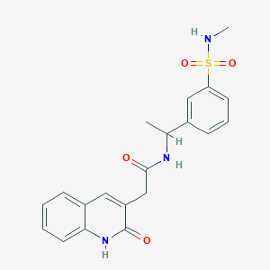 molecular formula C20H21N3O4S B6907908 N-[1-[3-(methylsulfamoyl)phenyl]ethyl]-2-(2-oxo-1H-quinolin-3-yl)acetamide 