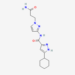 molecular formula C16H22N6O2 B6907929 N-[1-(3-amino-3-oxopropyl)pyrazol-3-yl]-5-cyclohexyl-1H-pyrazole-3-carboxamide 