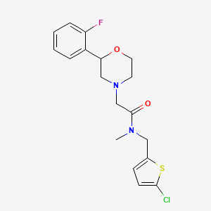 molecular formula C18H20ClFN2O2S B6907971 N-[(5-chlorothiophen-2-yl)methyl]-2-[2-(2-fluorophenyl)morpholin-4-yl]-N-methylacetamide 