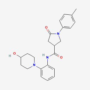 molecular formula C23H27N3O3 B6908174 N-[2-(4-hydroxypiperidin-1-yl)phenyl]-1-(4-methylphenyl)-5-oxopyrrolidine-3-carboxamide 