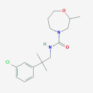 molecular formula C17H25ClN2O2 B6908213 N-[2-(3-chlorophenyl)-2-methylpropyl]-2-methyl-1,4-oxazepane-4-carboxamide 