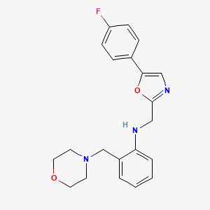 molecular formula C21H22FN3O2 B6908241 N-[[5-(4-fluorophenyl)-1,3-oxazol-2-yl]methyl]-2-(morpholin-4-ylmethyl)aniline 