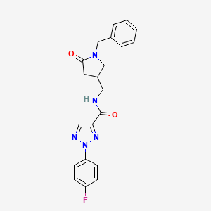 molecular formula C21H20FN5O2 B6908259 N-[(1-benzyl-5-oxopyrrolidin-3-yl)methyl]-2-(4-fluorophenyl)triazole-4-carboxamide 