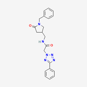 molecular formula C21H22N6O2 B6908269 N-[(1-benzyl-5-oxopyrrolidin-3-yl)methyl]-2-(5-phenyltetrazol-2-yl)acetamide 