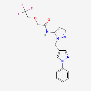 molecular formula C17H16F3N5O2 B6908276 N-[2-[(1-phenylpyrazol-4-yl)methyl]pyrazol-3-yl]-2-(2,2,2-trifluoroethoxy)acetamide 