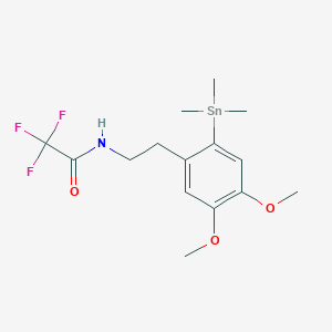 molecular formula C15H22F3NO3Sn B069083 N-(4,5-Dimethoxy-2-(trimethylstannyl)phenethyl)-2,2,2-trifluoroacetamide CAS No. 170465-14-2
