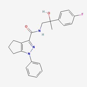 molecular formula C22H22FN3O2 B6908340 N-[2-(4-fluorophenyl)-2-hydroxypropyl]-1-phenyl-5,6-dihydro-4H-cyclopenta[c]pyrazole-3-carboxamide 