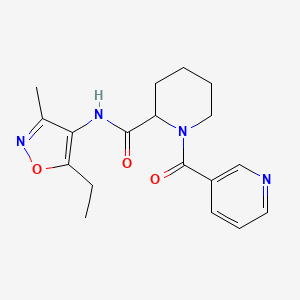 molecular formula C18H22N4O3 B6908367 N-(5-ethyl-3-methyl-1,2-oxazol-4-yl)-1-(pyridine-3-carbonyl)piperidine-2-carboxamide 