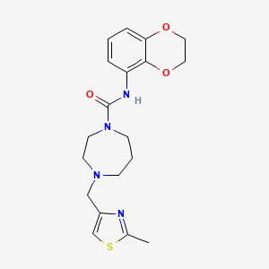 molecular formula C19H24N4O3S B6908390 N-(2,3-dihydro-1,4-benzodioxin-5-yl)-4-[(2-methyl-1,3-thiazol-4-yl)methyl]-1,4-diazepane-1-carboxamide 