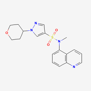 molecular formula C18H20N4O3S B6908468 N-methyl-1-(oxan-4-yl)-N-quinolin-5-ylpyrazole-4-sulfonamide 