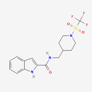 molecular formula C16H18F3N3O3S B6908486 N-[[1-(trifluoromethylsulfonyl)piperidin-4-yl]methyl]-1H-indole-2-carboxamide 