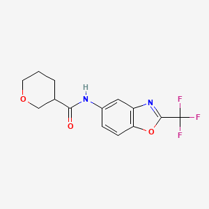 molecular formula C14H13F3N2O3 B6908576 N-[2-(trifluoromethyl)-1,3-benzoxazol-5-yl]oxane-3-carboxamide 