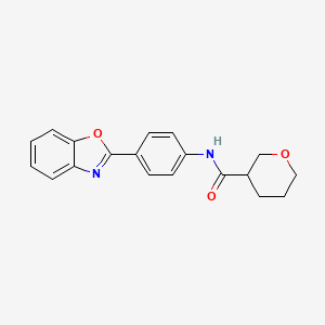 molecular formula C19H18N2O3 B6908635 N-[4-(1,3-benzoxazol-2-yl)phenyl]oxane-3-carboxamide 