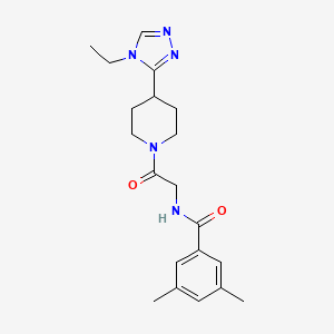 molecular formula C20H27N5O2 B6908747 N-[2-[4-(4-ethyl-1,2,4-triazol-3-yl)piperidin-1-yl]-2-oxoethyl]-3,5-dimethylbenzamide 