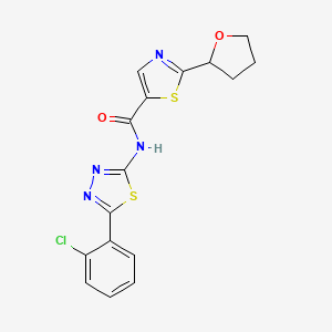 molecular formula C16H13ClN4O2S2 B6908807 N-[5-(2-chlorophenyl)-1,3,4-thiadiazol-2-yl]-2-(oxolan-2-yl)-1,3-thiazole-5-carboxamide 