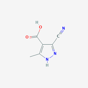 molecular formula C6H5N3O2 B069089 3-cyano-5-methyl-1H-pyrazole-4-carboxylic Acid CAS No. 191419-06-4