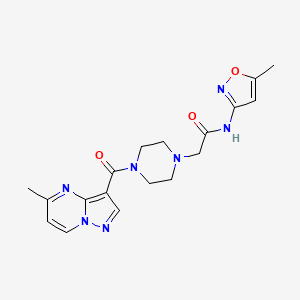 molecular formula C18H21N7O3 B6909039 N-(5-methyl-1,2-oxazol-3-yl)-2-[4-(5-methylpyrazolo[1,5-a]pyrimidine-3-carbonyl)piperazin-1-yl]acetamide 