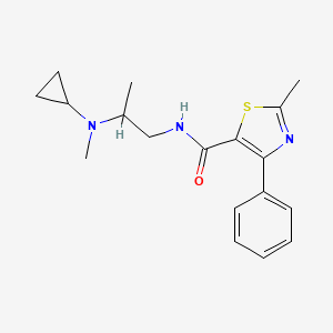 molecular formula C18H23N3OS B6909059 N-[2-[cyclopropyl(methyl)amino]propyl]-2-methyl-4-phenyl-1,3-thiazole-5-carboxamide 