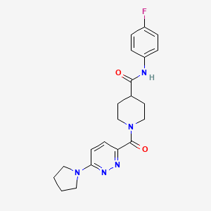 molecular formula C21H24FN5O2 B6909103 N-(4-fluorophenyl)-1-(6-pyrrolidin-1-ylpyridazine-3-carbonyl)piperidine-4-carboxamide 