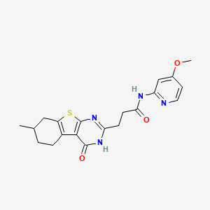 molecular formula C20H22N4O3S B6909115 N-(4-methoxypyridin-2-yl)-3-(7-methyl-4-oxo-5,6,7,8-tetrahydro-3H-[1]benzothiolo[2,3-d]pyrimidin-2-yl)propanamide 