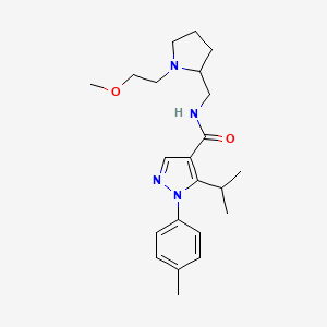 molecular formula C22H32N4O2 B6909124 N-[[1-(2-methoxyethyl)pyrrolidin-2-yl]methyl]-1-(4-methylphenyl)-5-propan-2-ylpyrazole-4-carboxamide 