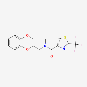 molecular formula C15H13F3N2O3S B6909152 N-(2,3-dihydro-1,4-benzodioxin-3-ylmethyl)-N-methyl-2-(trifluoromethyl)-1,3-thiazole-4-carboxamide 