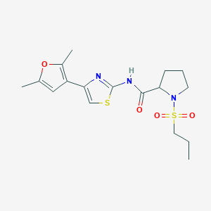 molecular formula C17H23N3O4S2 B6909195 N-[4-(2,5-dimethylfuran-3-yl)-1,3-thiazol-2-yl]-1-propylsulfonylpyrrolidine-2-carboxamide 