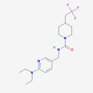molecular formula C18H27F3N4O B6909241 N-[[6-(diethylamino)pyridin-3-yl]methyl]-4-(2,2,2-trifluoroethyl)piperidine-1-carboxamide 