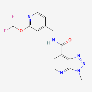 molecular formula C14H12F2N6O2 B6909338 N-[[2-(difluoromethoxy)pyridin-4-yl]methyl]-3-methyltriazolo[4,5-b]pyridine-7-carboxamide 