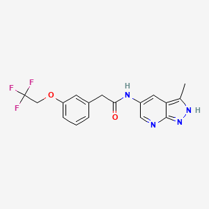 molecular formula C17H15F3N4O2 B6909380 N-(3-methyl-2H-pyrazolo[3,4-b]pyridin-5-yl)-2-[3-(2,2,2-trifluoroethoxy)phenyl]acetamide 