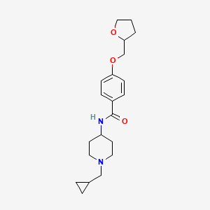molecular formula C21H30N2O3 B6909495 N-[1-(cyclopropylmethyl)piperidin-4-yl]-4-(oxolan-2-ylmethoxy)benzamide 
